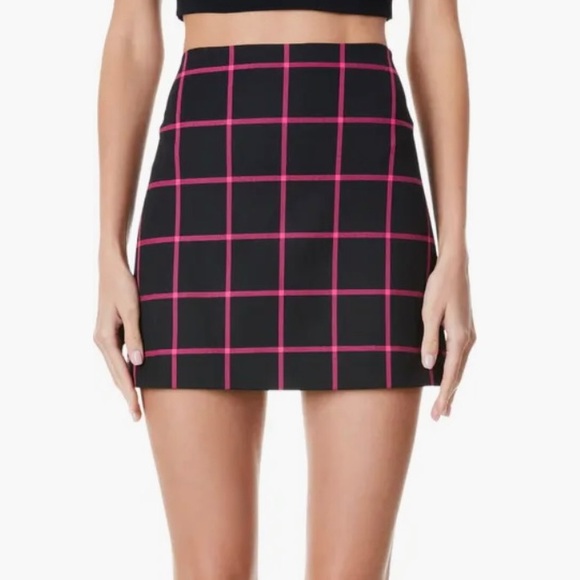 NWT Alice and Olivia Elana pink plaid mini skirt